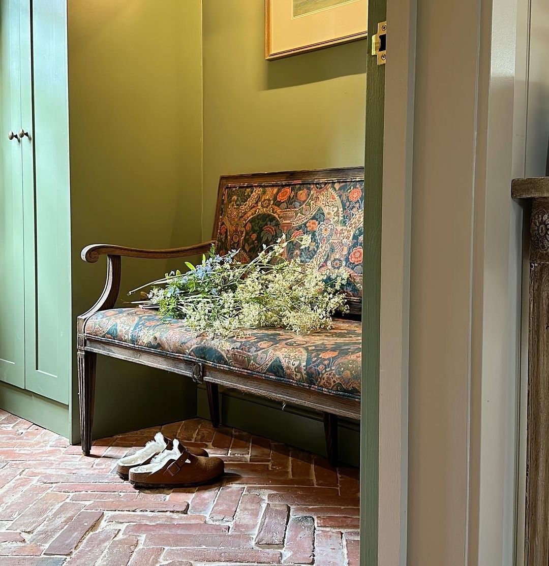 red brick tile in a porchway
