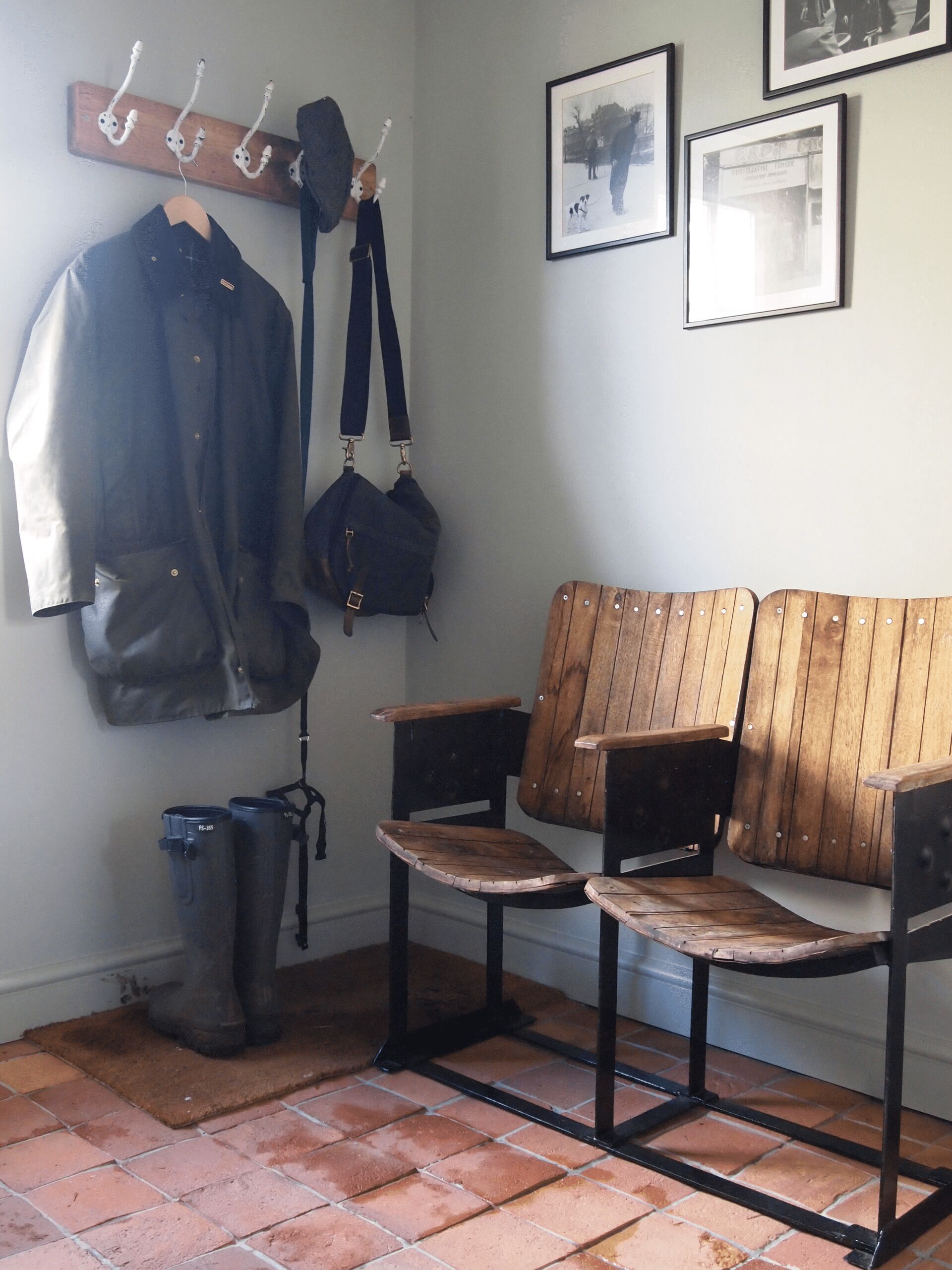 bootroom with red terracotta tiles